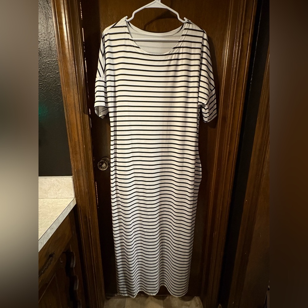 Classic Black and White Striped Dress